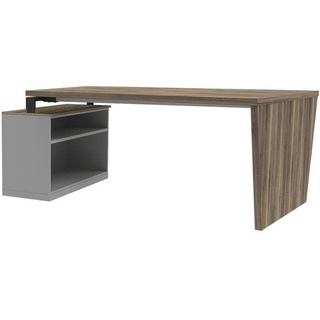 Schreibtisch 180 cm mit Lowboard - rechts braun, röhr, 180x75x100 cm
