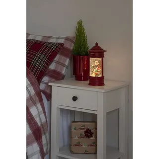 KONSTSMIDE LED Laterne Weihnachtsdeko rot, LED fest integriert, Warmweiß, LED Wasserlaterne, rot, Briefkasten, "Weihnachtsmann mit Kind + Hund" rot