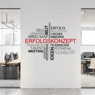Deko Wandtattoo Wortwolke für Zuhause Wohnzimmer Esszimmer Arbeitszimmer Büro Tagcloud Wandbild selbstklebend Aufkleber selbst gestalten YX035 (Ohne Wunschtext, 07 Erfolgskonzept)