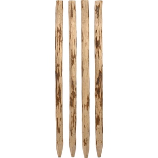 dobar® 4er-Set Holz-Pfosten 9x9 cm für Staketenzaun passend für 93307 aus geschälter Haselnuss - Rund mit 120 cm Länge - Natur