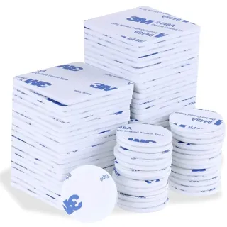 50 Stück Doppelseitige Aufkleber, Starkes Schaumstoff-klebeband, Wasserfeste Weiße Aufkleber, Quadratisch 20 X 20 Mm, Rund 40 Mm, Je 25 Stück, Geeignet Für Auto- Und Heimdekoration