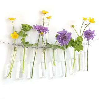 12 reagenzgläser für Blumen zum aufhängen, Reagenzglas Vase mit Rand zum aufhängen, Fensterdeko hängend, Vase Glas, Hochzeitsdeko Blumen (10 cm)