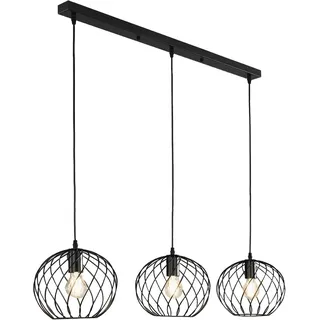 casa NOVA Pendelleuchte WENDY, Schwarz - Eisen - 3-flammig - B 90 cm