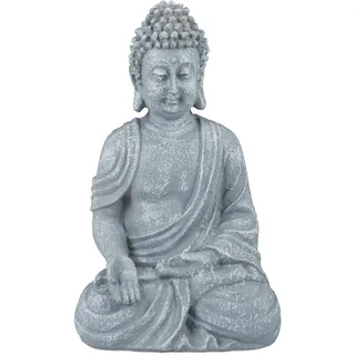 Relaxdays Buddha Figur sitzend 30 cm Grau