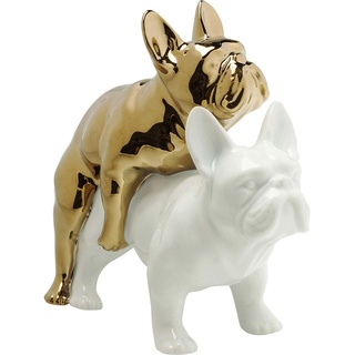 Kare Design Deko Figur Love Dogs, Gold/Weiß, Deko Figur, Hunde, Porzellan, 17x11x20 cm (H/B/T)