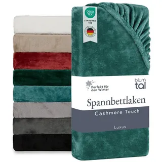 Blumtal Spannbettlaken Spannbettlaken Cashmere Touch - Oeko-TEX zert. Bettlaken, Winter - Plüsch Spannbettlaken aus Mikrofaser grün 140 cm x 200 cm