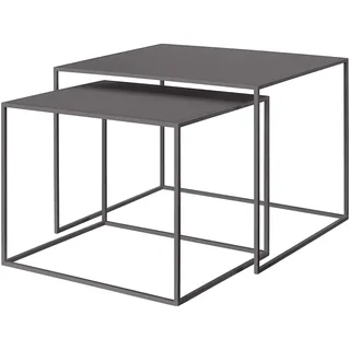 blomus Set 2 Beistelltische FERA | Steel Gray | Größe L | H 40 cm, B 50 cm, T 40 cm | H 45 cm, B 60 cm, T 50 cm | Metall Beistelltisch Set | Wohnzimmertisch modern