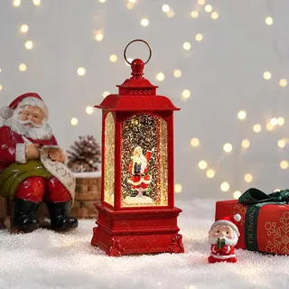 JYQOQH Weihnachtslaterne, Weihnachts Schneekugel Laterne mit Musik, Licht | Weihnachtsdeko Laterne, 2 Schneeszene-Modi mit Licht oder Musik, USB-Kabel/Batterien, Geschenk für Weihnachts, Heimdekoration
