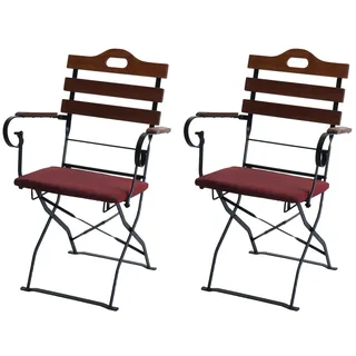 Mendler HWC-J40 Biergartenstuhl 58 x 58 x 105 cm braun/rot 2 St.
