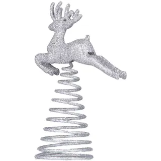 PRETYZOOM Christbaumspitze Weihnachtsbaum Topper Glitzer Elch Eisen Kunst Silber Hirsch Baumschmuck Baumkronen Weihnachten Festival Party Weihnachtsdeko Christbaumschmuck Weihnachtsbaumschmuck