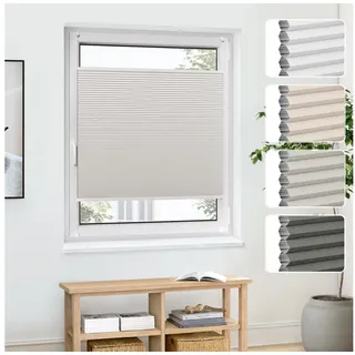 jalousiescout Wabenplissee Pure 55x90cm Beige Thermo Ohne Bohren Wärmeschutz/Hitzeschutz, verdunkelnd, ohne Bohren, klemmen, Klemmfix, Thermo Plissee Sonnen-, Sicht- und Hitzeschutz, für Fenster und Tür beige 55 cm x 90 cm