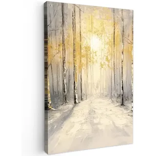 LEINWANDBILD Winter - Abstrakt - Schnee - Natur - Sonne Wanddeko Schlafzimmer 60x90 cm