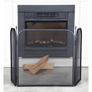 Spetebo Kamin Funkenschutz Metall 96,5 x 53 cm Schwarz