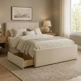Homestyle4u Polsterbett 140 x 200 cm Beige