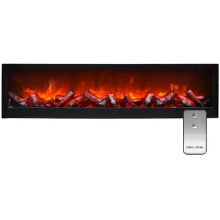 LED Wandkamin Tischkamin Elektrokamin mit realistischer Flammensimulation Kaminfeuer Feuersimulation schwarz inkl. Fernbedienung 60x20cm