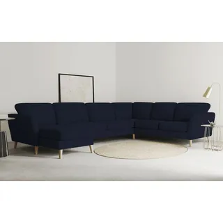 Home Affaire Wohnlandschaft HOME AFFAIRE "MARSEILLE XXL 349cm, U-Form, Ottomane rechts/links wählbar", blau, B:349cm H:88cm T:242cm, Struktur fein (58% Polyester, 22% Polypropylen);Filzoptik (100% Polyester);Webstoff (100% Polyester), Sofas, Wohnlandschaft, 