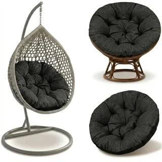 Amazinggirl Papasansessel Kissen Rund 110 cm Schwarz