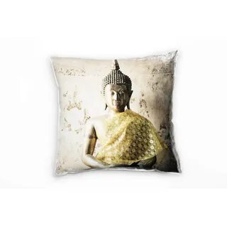 Paul Sinus Art Urban, braun, Gold, Buddha, Thailand Deko Kissen 40x40cm für Couch Sofa Lounge Zierkissen - Dekoration zum Wohlfühlen