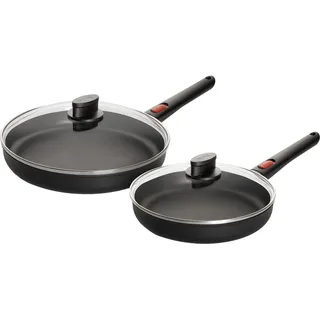WOLL MADE IN GERMANY Pfannen-Set Eco Lite QXR, Aluminium (Set, 4-tlg), Abnehmbarer Stiel, Antihaftbeschichtet schwarz