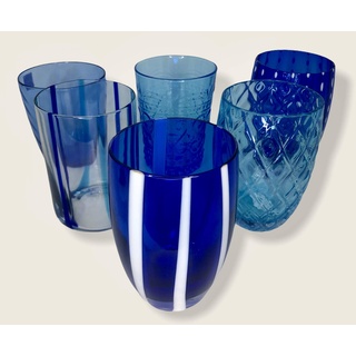 Zafferano - Schmelztiegel Set mit 6 Gläsern Tumbler, gemischt, Blau/Aquamarin