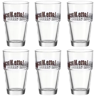 LEONARDO HOME Solo Latte-Macchiato Glas, Glas-Becher mit Aufdruck, spülmaschinengeeignete Kaffee-Gläser, 6er Set, 410 ml, 043399