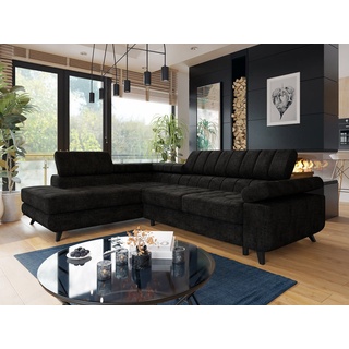 MIRJAN24 Ecksofa Nord Premium, mit Schlaffunktion und Bettkasten, Couch, L-Form Sofa Wohnlandschaft schwarz