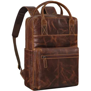 STILORD Topaz Moderner Lederrucksack Laptop 16 Zoll für Damen & Herren Businessrucksack Echtleder Arbeitsrucksack Groß für Arbeit Office Reisen - Vintage Design Farbe:luino - braun