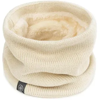 Blausky Winterschal Herren,Schlauchschal Loop Schal Halswärmer Halstuch Plüsch Gefüttert Winter Halsschlauch Ski Maske Nackenwärmer Gestrickter Schlauch für Damen Fahrrad Joggen,Beige