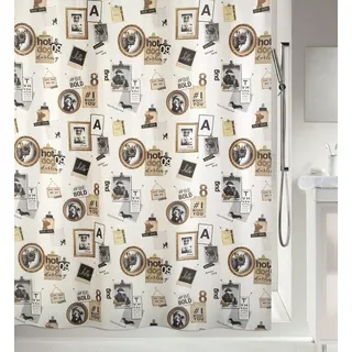 spirella Duschvorhang POSE, Textil-Duschvorhang, 100% Polyester, wasserabweisend, Anti-Schimmel-Effekt, waschbar 40°, dekoratives Motiv, Farbe schwarz-gold, Größe 180 x 200 cm goldfarben|schwarz
