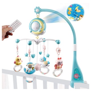 HYTIREBY Mobile Mini Tudou Baby Crib Mobile, mit Musik,Timing-Funktion,Rassel zum Mitnehmen und Spieluhr blau