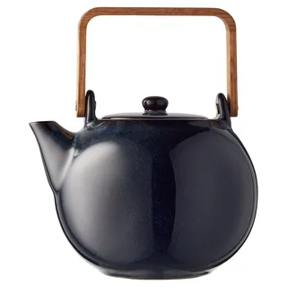 BITZ Teekanne, Kanne aus Steingut/Keramik für Tee, 1,2 Liter, Höhe 20 cm, Dunkelblau