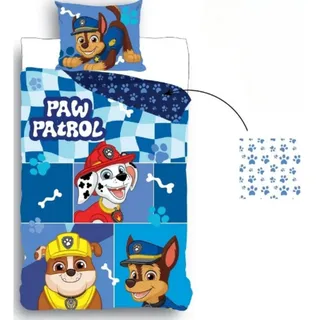 PAW PATROL Bettwäsche Bettbezug 135x200 cm & Kopfkissenbezug 80x80 cm – Aus 100% Baumwolle blau