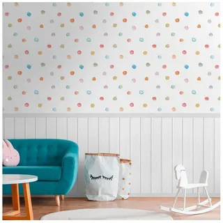 Profhome 398141-GU Fototapete Kindertapete Weiß Lila Gelb Blau 1,59 m x 2,8 m