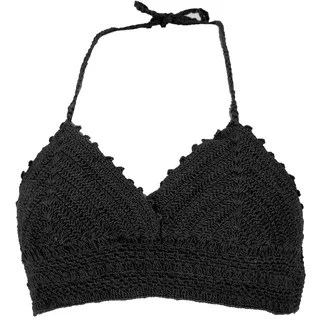 GURU SHOP Häkeltop, Bikinitop, Strandtop, Hippie Bra - Schwarz, Damen - 75A