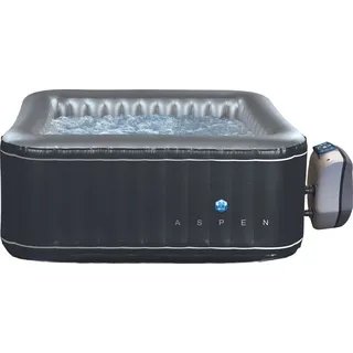 JUNG ASPEN SPA Whirlpool 168x168cm – Selbstaufblasbarer Outdoor & Indoor Pool für 4 Personen – Beheizt, Antibakteriell, Energieeffizient (A) - Schwarz
