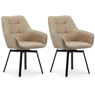 LuxusKollektion Esszimmerstuhl Esszimmerstuhl Polsterstuhl Drehstuhl 2er Set Kunstleder Beige beige
