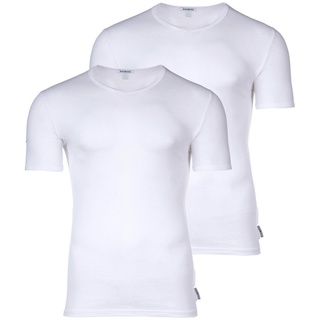 BIKKEMBERGS Herren T-Shirt, 2er Pack - BI-PACK T-SHIRT, Unterhemd, V-Ausschnitt, Cotton Stretch Weiß M