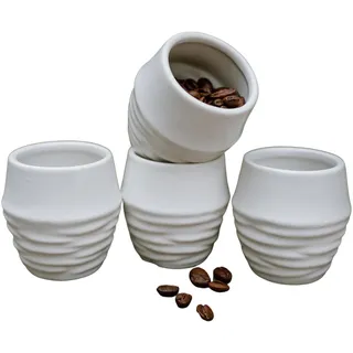 TÖPFEREY - Espressobecher 4er Set | Handgefertigtes Espresso Tassen Set im japanischen Stil. Ideal für Espresso, Tee, Schnaps uvm. Spülmaschinengeeignet | Inhalt: 4x 100ml Kaffeebecher ohne Henkel
