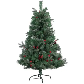 6 ft natürlich verziert Künstlicher Weihnachtsbaum mit gefrosteter Tipps, rot Zapfen und Barries