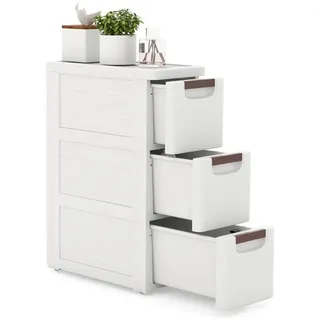 KOMFOTTEU Sideboard, Nischenschrank schmal, Badschrank mit Schubladen & Rollen weiß