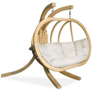 KONSIMO® Hängesessel CALLISTO Hängesessel mit Gestell (Hängesessel mit Gestell und Kissen), hergestellt in der EU, auf einem massiven Holzrahmen braun