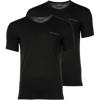 EMPORIO ARMANI Herren T-Shirt, 2er Pack - CORE LOGOBAND, V-Neck, Regular Fit, Stretch Cotton Schwarz2 / M