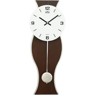 MPM Quality Design Pendeluhr, Helle Wanduhr Holz, Hochwertige Verarbeitung Aus Holz Und Glas, Elegante Modern, Präziser Quarz-Schrittmotor, Große Mit Pendel, Wohnzimmeruhren