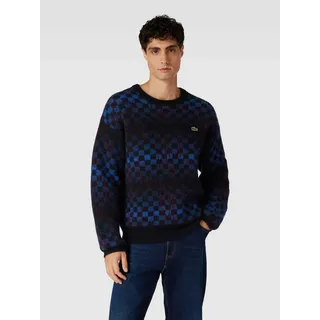 Wollpullover mit Allover-Muster, Dunkelblau, XXL