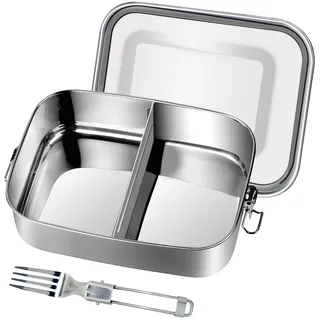 Gigmeta Brotdose Edelstahl, 1200ml Lunchbox Auslaufsicher mit Herausnehmbarer Trennwand, Brotdosen Metall Umweltfreundlich für Erwachsene & Kinder