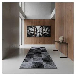 KADIMA DESIGN Küchenläufer Kariert 80 x 300 cm Schwarz