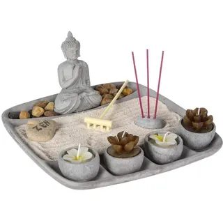 Atmosphera Créateur d'intérieur Tablett für Kerzen und Weihrauch ZEN GARTEN, 24 x 23 cm, grau