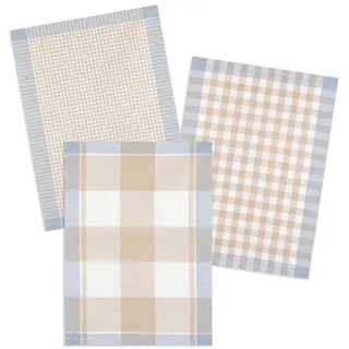 Kracht Geschirrtuch Landhaus, (Set, 3-tlg., Set), 3er Pack Geschirrtücher (3 Stück), ca. 50 x 70 cm, Halbleinen beige