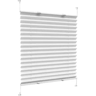 Plissee Klemmfix Ohne Bohren 45 x 145 cm, Plissee Ohne Bohren nach Maß, Plissee ohne Bohren Klemmfix Jalousie, Thermo Plissee ohne Bohren, für Fenster & Tür, Weiß