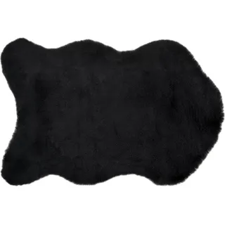 CB Home & Style Kunstfell Dekofell Teppich rosa grau Taupe Creme Sitzkissen Lammfellimitat Felloptik Verschiedene Größen Herz Wolke Tischläufer Läufer (Schwarz, 60 x 90 cm)